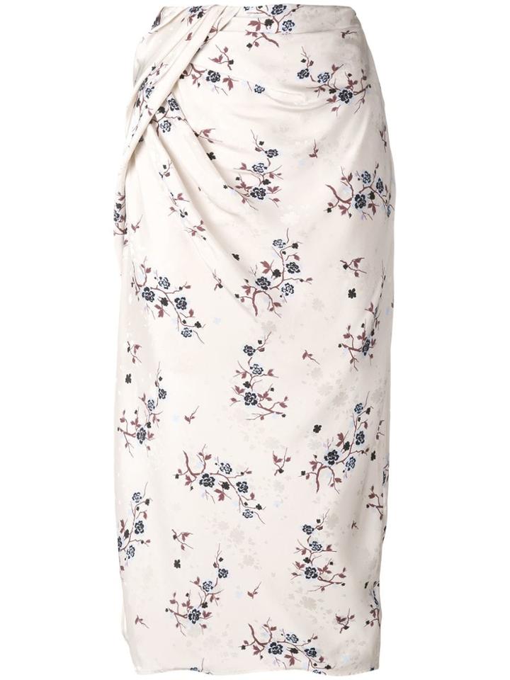 Kenzo Draped Midi Spring Skirt - White