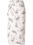 Kenzo Draped Midi Spring Skirt - White