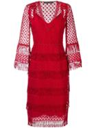 Alberta Ferretti Fringed Midi Dress - Red