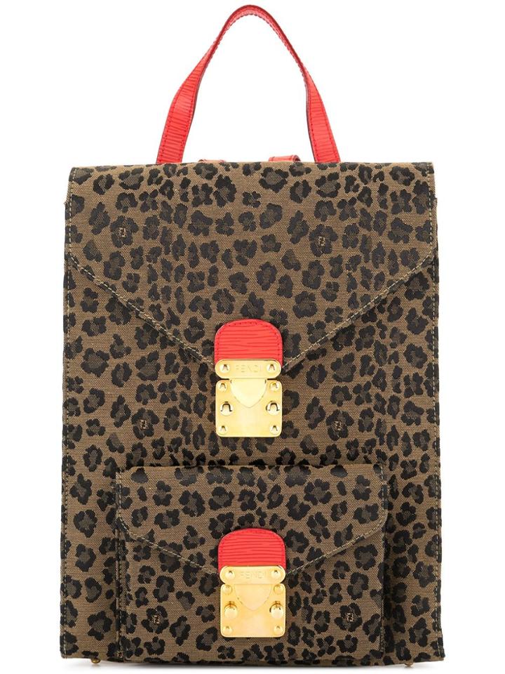 Fendi Vintage Leopard Print Backpack - Brown