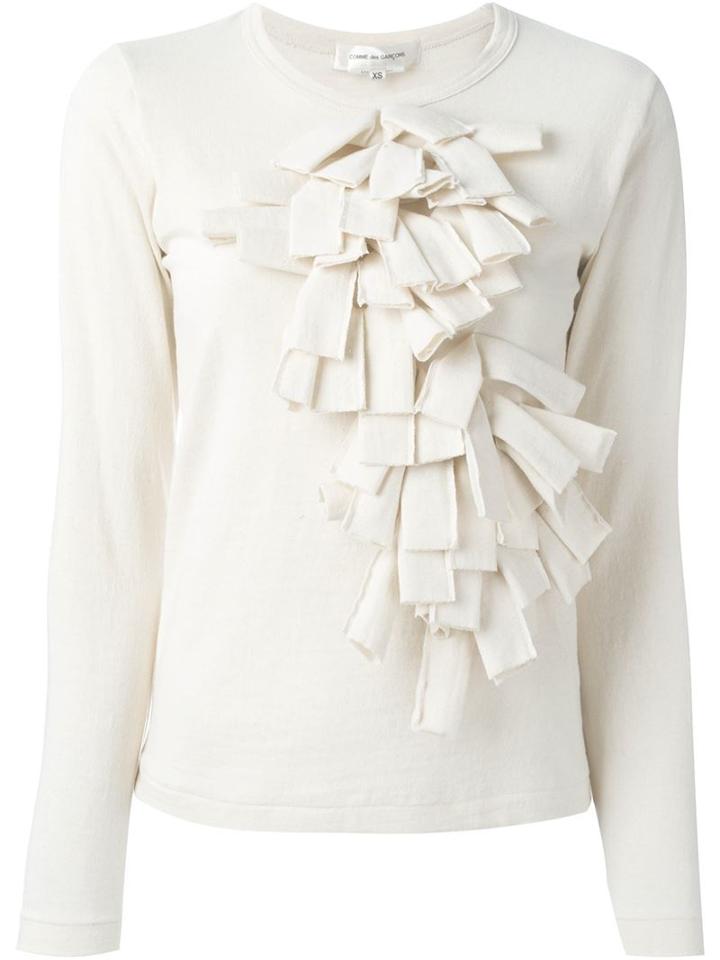 Comme Des Garçons Ruffle Detail Front Sweater, Women's, Size: L, Nude/neutrals, Cotton