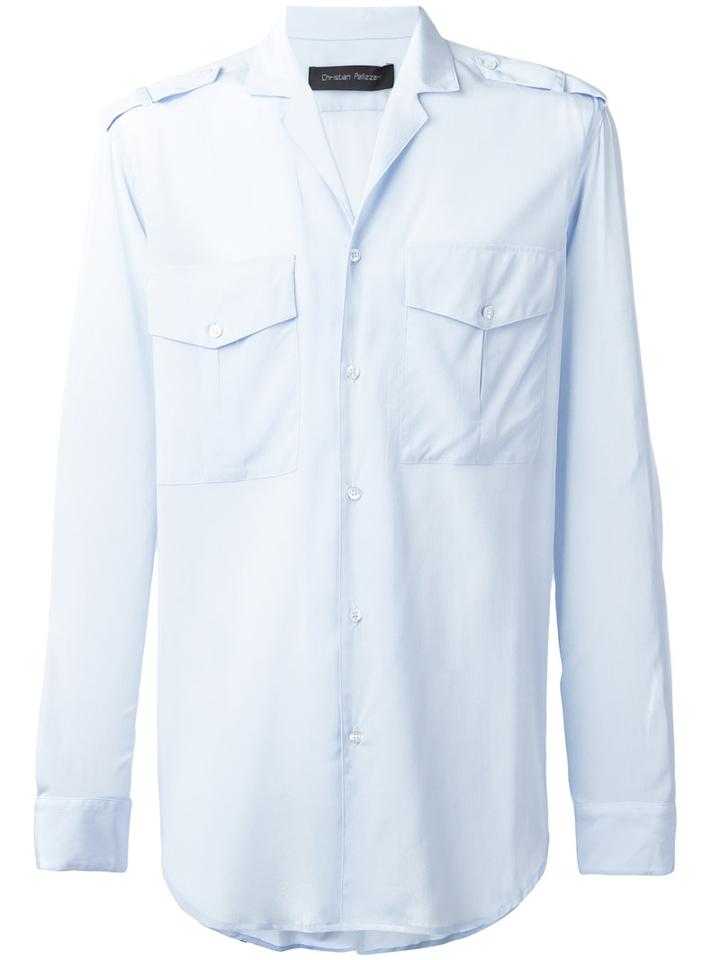 Christian Pellizzari - Chest Pockets Shirt - Men - Silk/spandex/elastane - 50, Blue, Silk/spandex/elastane