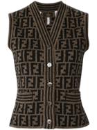Chanel Vintage Ff Print Knitted Vest - Brown