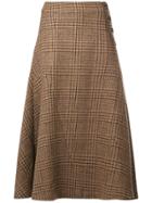 Rejina Pyo Plaid Flared Midi Skirt - Brown