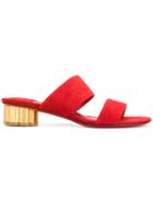 Salvatore Ferragamo Flower Heel Sandals - Red