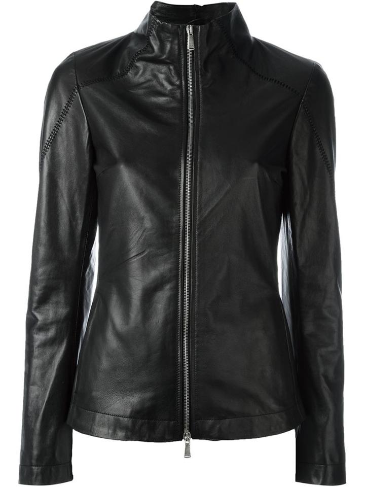 10sei0otto Fitted Zip Jacket, Women's, Size: S, Black, Calf Leather