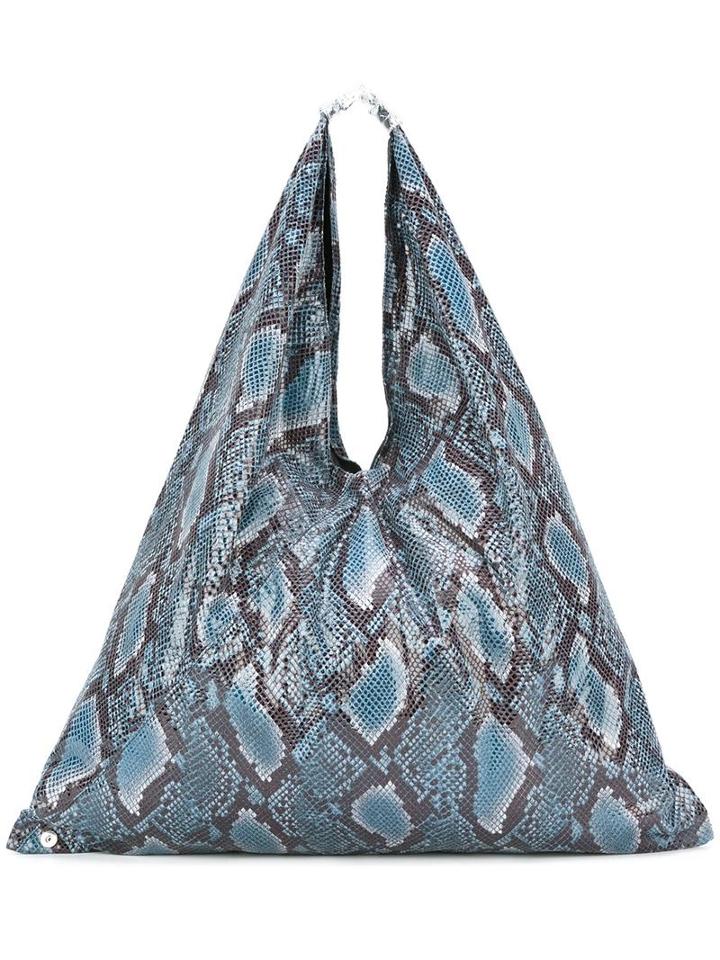Mm6 Maison Margiela Snakeskin Effect Tote, Women's, Blue, Polyester