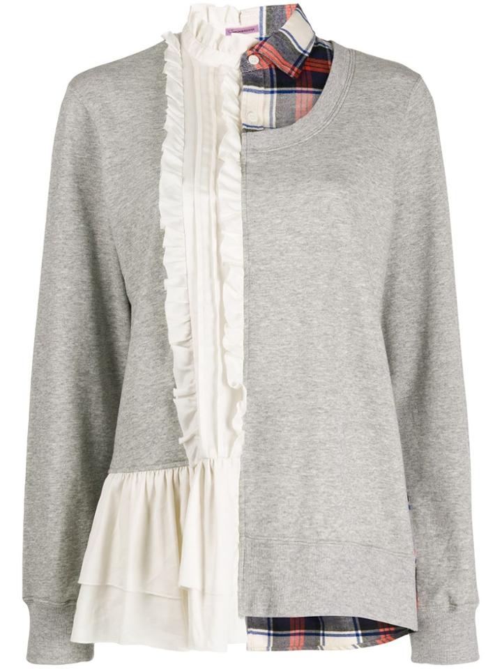 Undercover Shirt-panelled Deconstructed Sweatshirt - Grey