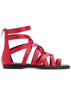 Balmain Crossover Strappy Sandals - Red