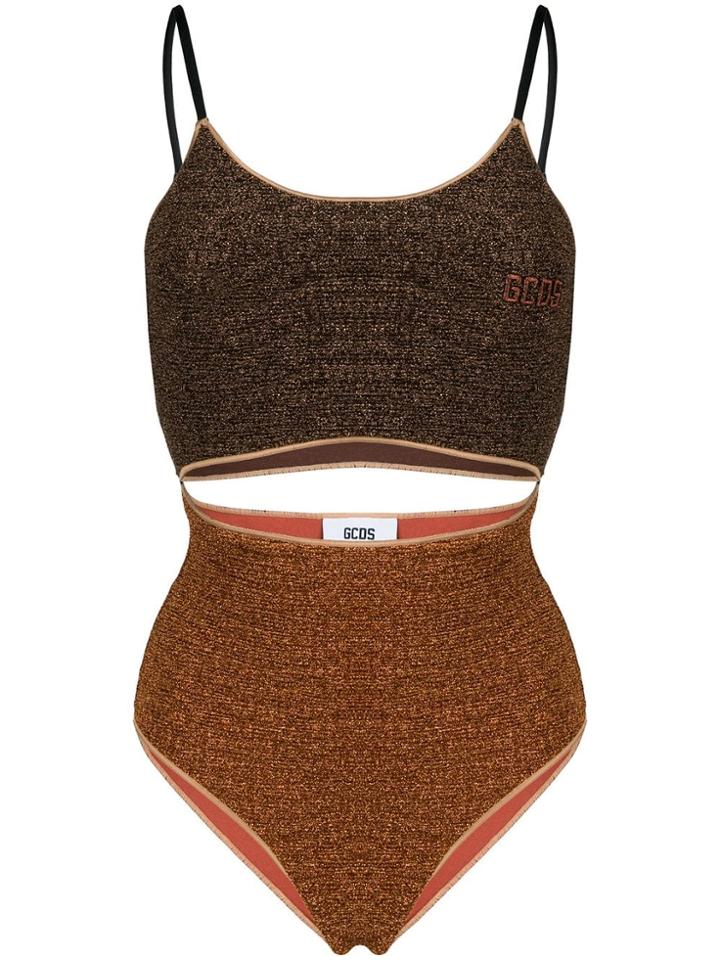 Gcds Two-piece Bikini Set - Brown