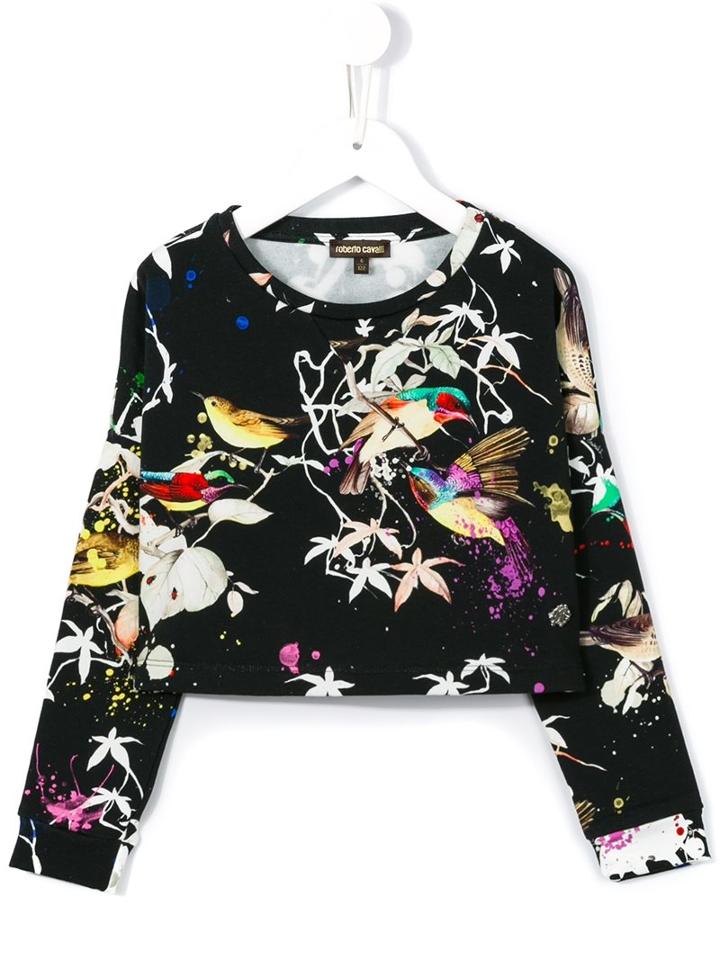 Roberto Cavalli Kids Bird Print Jumper, Girl's, Size: 10 Yrs, Black