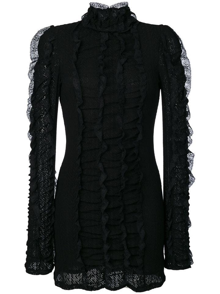 Philosophy Di Lorenzo Serafini - Ruffled Detail Dress - Women - Polyamide/polyester/other Fibres - 44, Black, Polyamide/polyester/other Fibres
