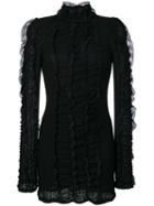 Philosophy Di Lorenzo Serafini - Ruffled Detail Dress - Women - Polyamide/polyester/other Fibres - 44, Black, Polyamide/polyester/other Fibres