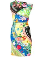 Versace Printed Fitted Dress - Green