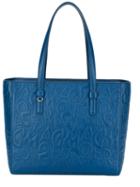 Salvatore Ferragamo Square Tote Bag, Women's, Blue, Leather