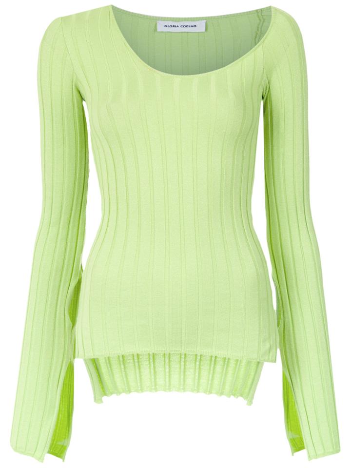 Gloria Coelho Asymmetric Knit Blouse - Green