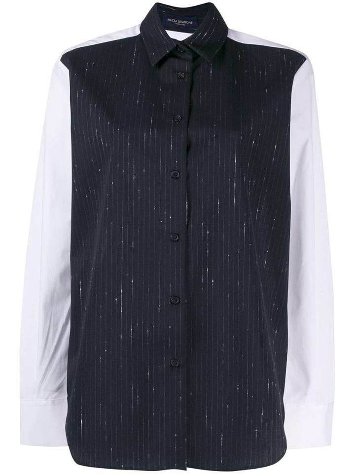 Piazza Sempione Striped Colour Block Shirt - White