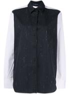 Piazza Sempione Striped Colour Block Shirt - White