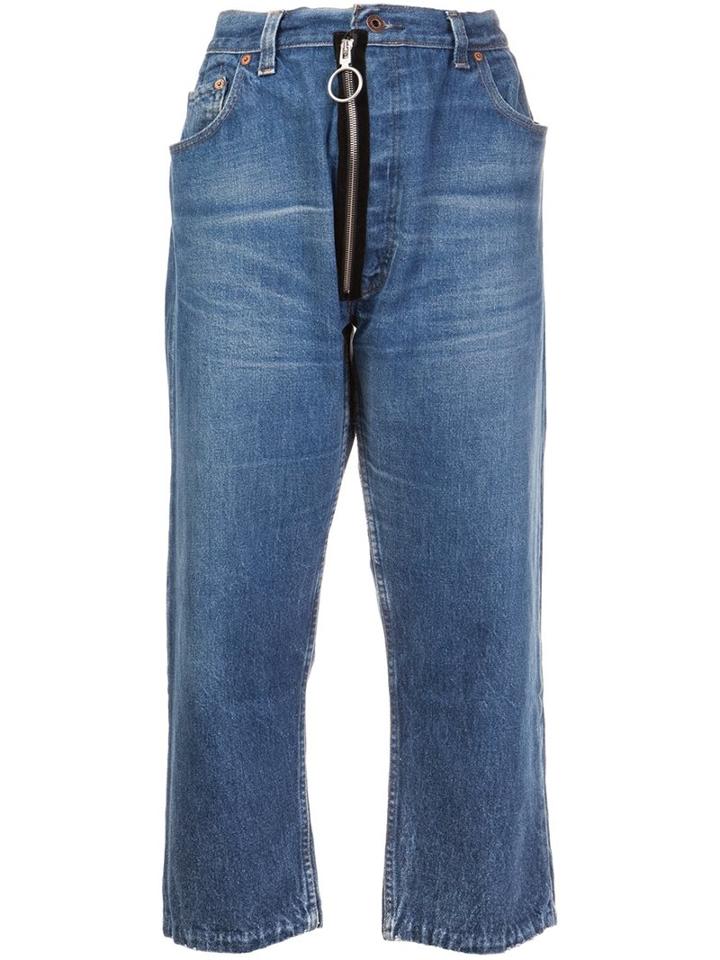 Off-white Oversized Cropped Jeans, Women's, Size: 25, Blue, Cotton