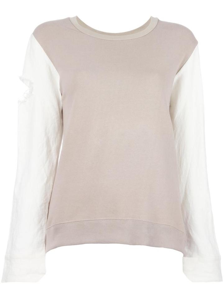 Water Ripped Detail Sweatshirt, Women's, Size: Large, Nude/neutrals, Cotton