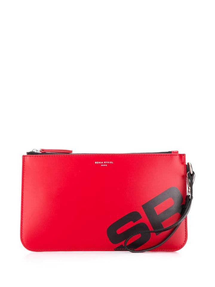Sonia Rykiel Logo Clutch - Red