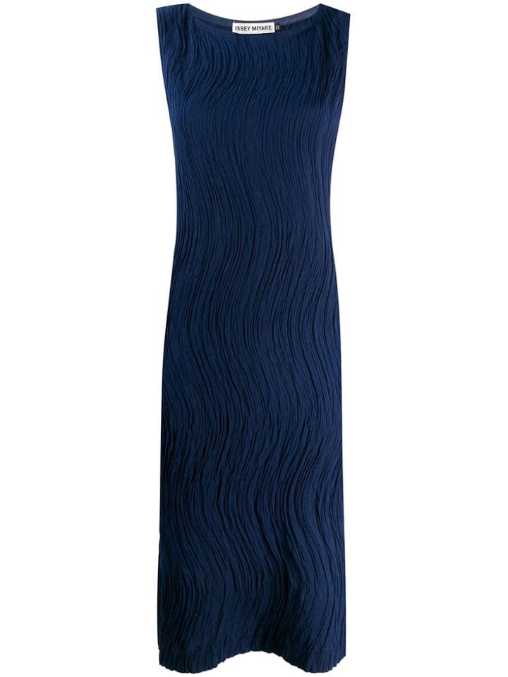 Issey Miyake Ribbed Straight Dress - Blue
