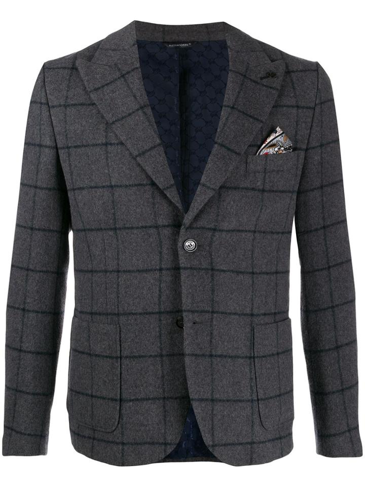 Daniele Alessandrini Windowpane Check Blazer - Grey