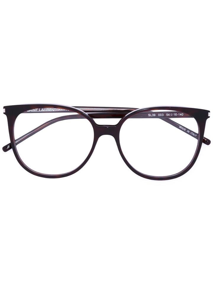 Saint Laurent Eyewear Round Frame Glasses - Brown