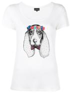 Emporio Armani Dog Print T-shirt, Women's, Size: 44, White, Viscose/spandex/elastane