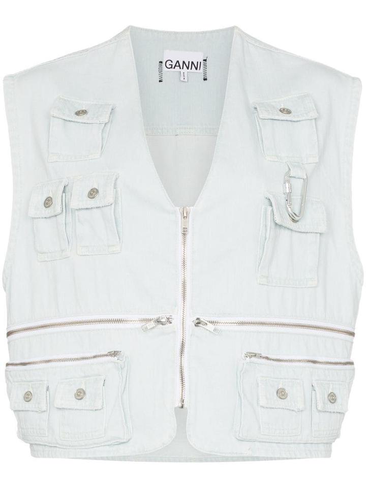Ganni Sagamore Cotton-blend Utility Gilet - Blue