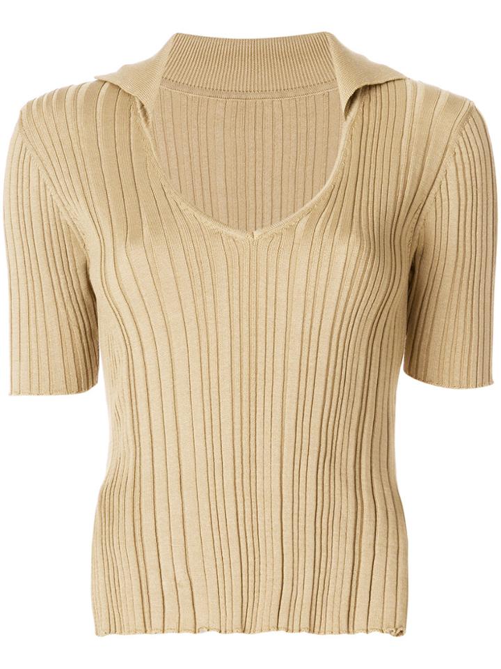 Jacquemus Ribbed Knitted Top - Brown