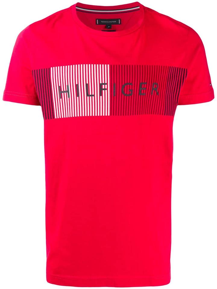Tommy Hilfiger Logo Print Crew Neck T-shirt - Red