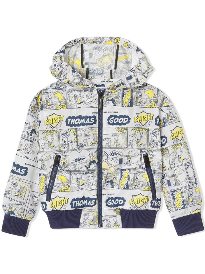 Burberry Kids Teen Comic Strip Print Lightweight Hooded Jacket - White