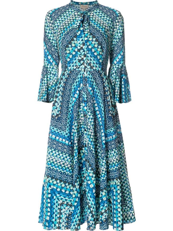 Temperley London Stylised Print Shift Dress, Women's, Size: 6, Blue, Cotton