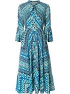 Temperley London Stylised Print Shift Dress, Women's, Size: 6, Blue, Cotton