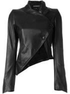 Ann Demeulemeester Asymmetric Cropped Jacket, Women's, Size: 40, Black, Leather/cotton/rayon