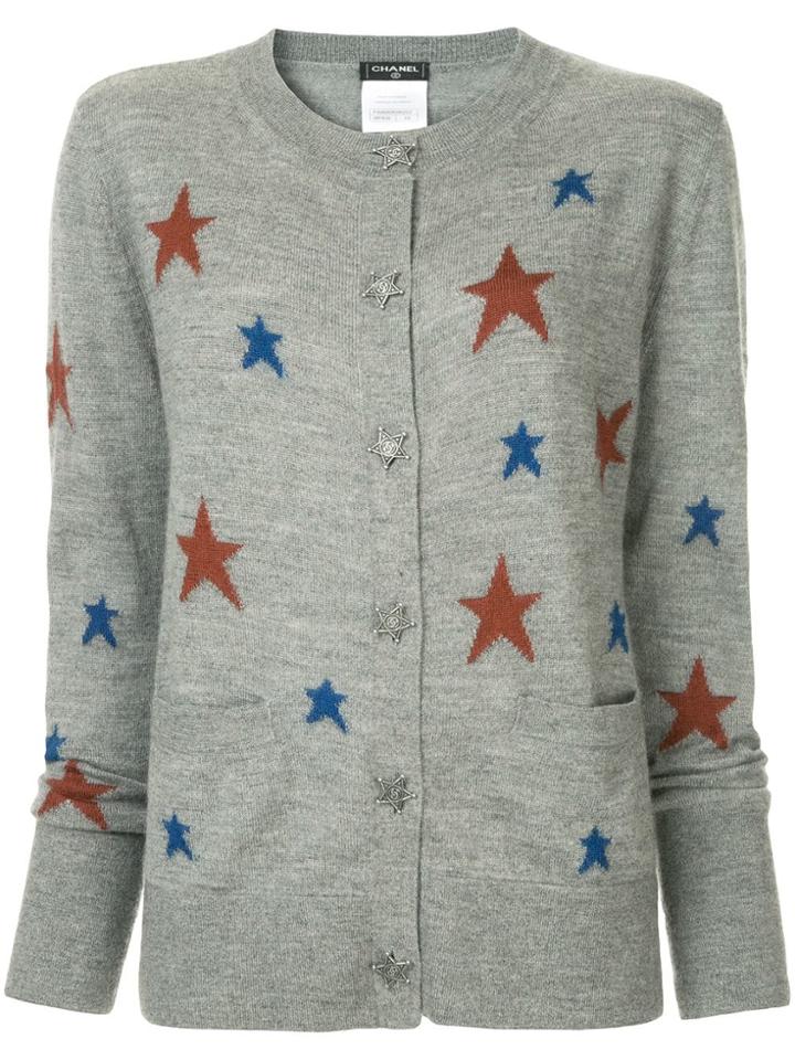 Chanel Vintage Star Long-sleeved Cardigan - Grey