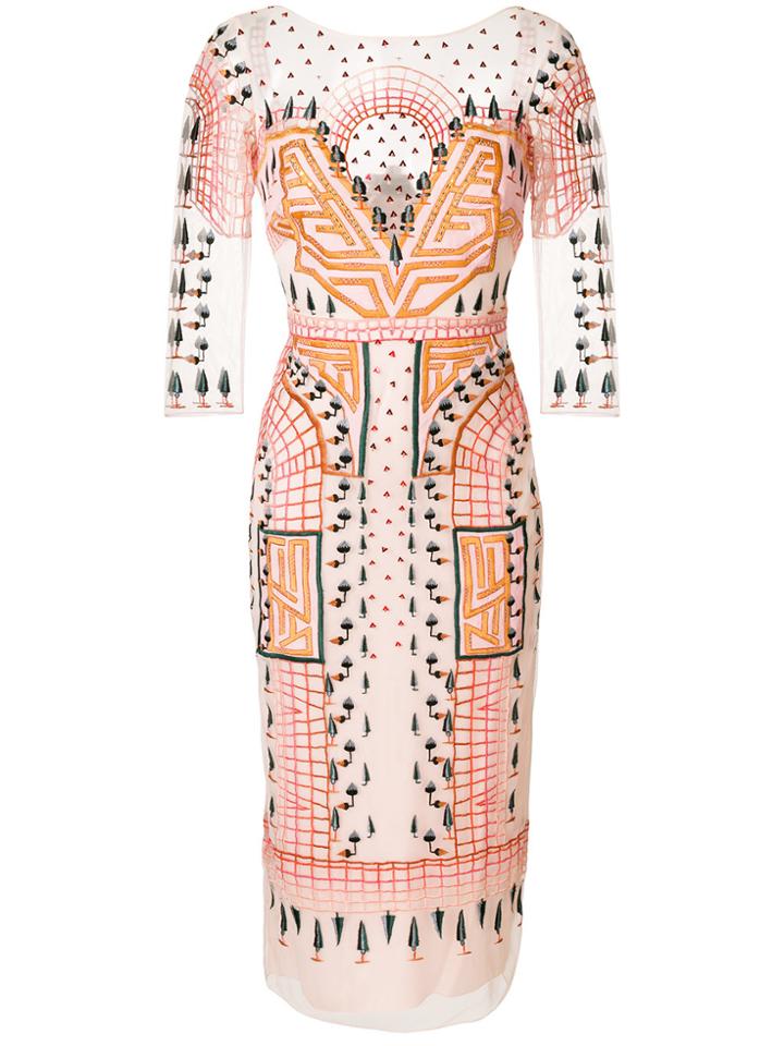 Temperley London Maze Midi Dress - Pink & Purple