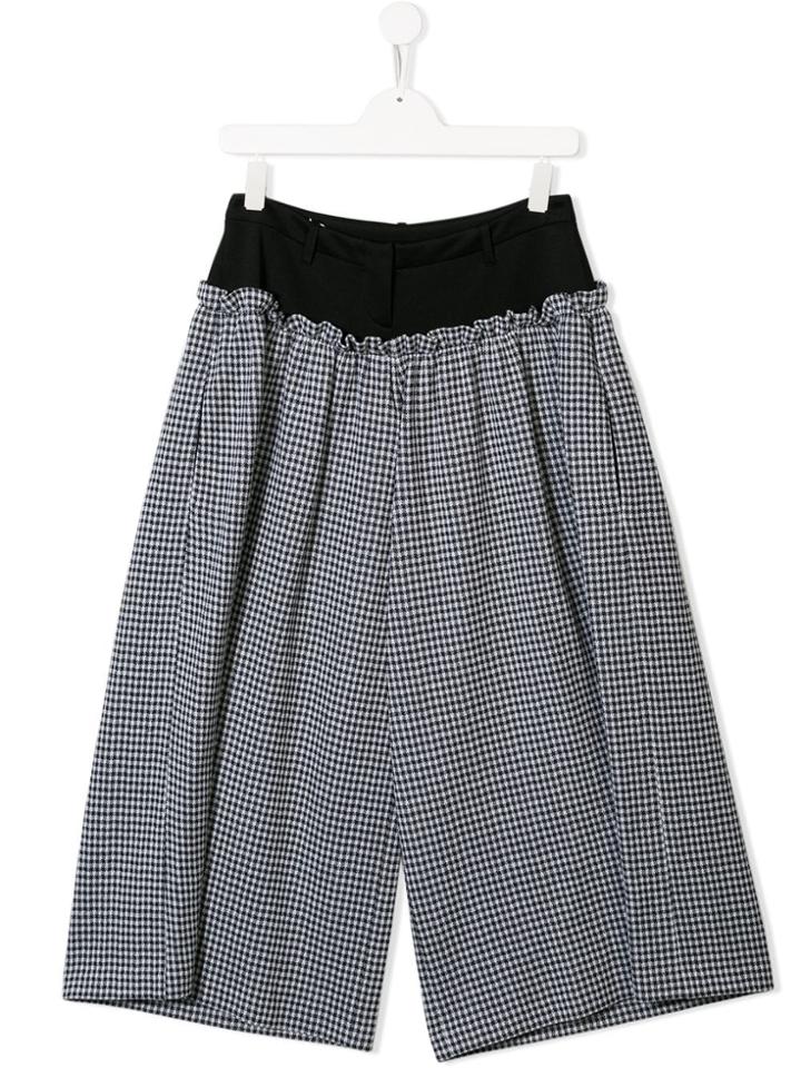 Fendi Kids Teen Checked Wide Trousers - Black