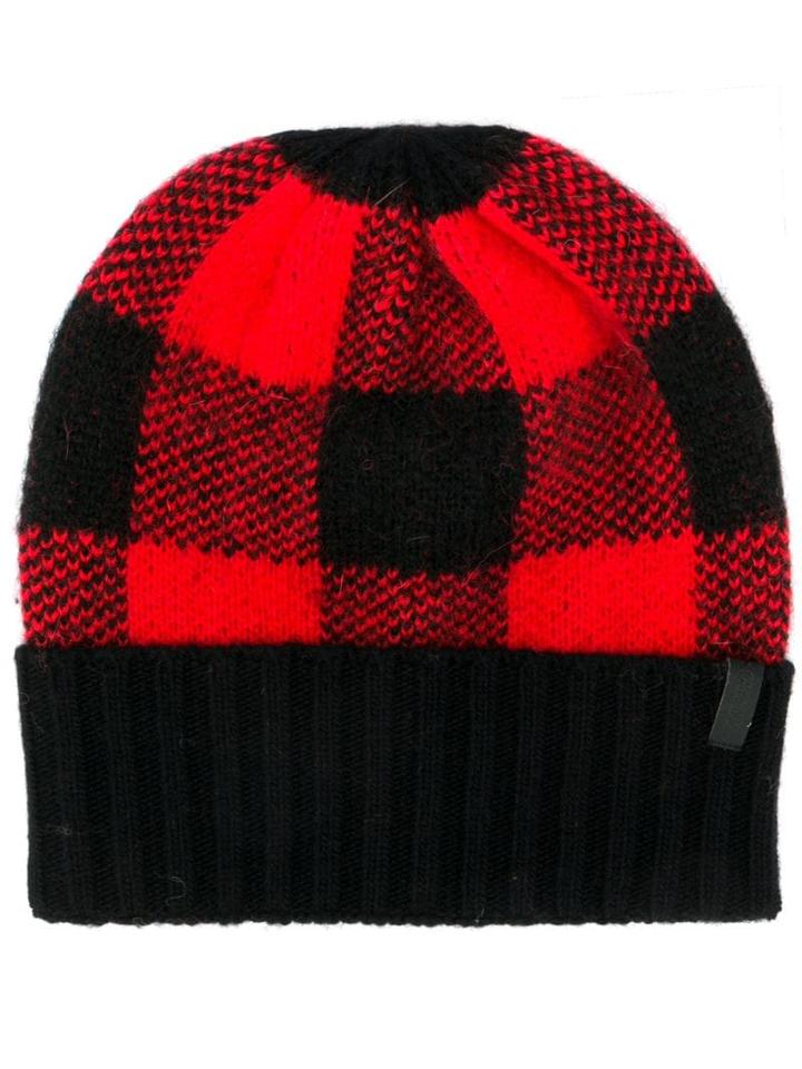 Emporio Armani Check Patterned Hat - Red