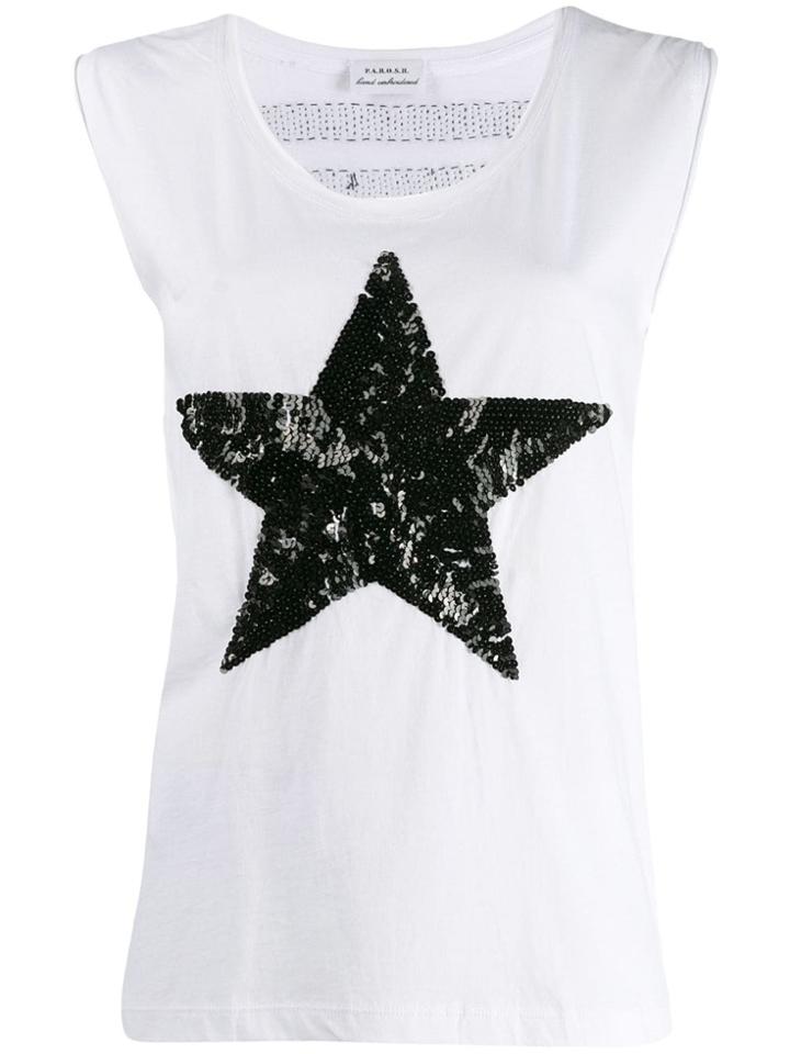P.a.r.o.s.h. Star Print Sleeveless T-shirt - White