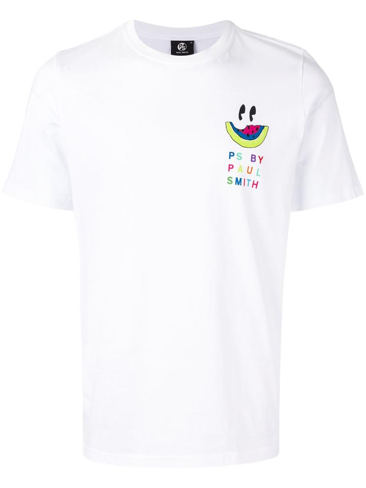 Ps By Paul Smith Logo Print T-shirt, Men's, Size: Medium, White, Organic Cotton