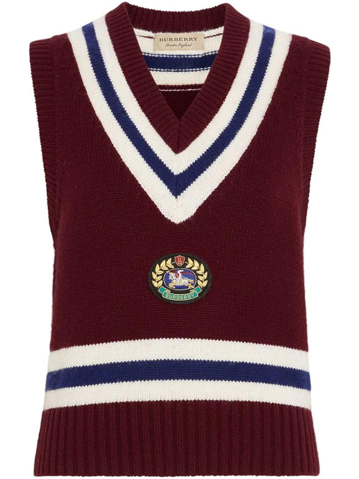 Burberry Embroidered Crest Wool Cashmere Tank Top