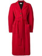 Isa Arfen Belted Long Coat - Red