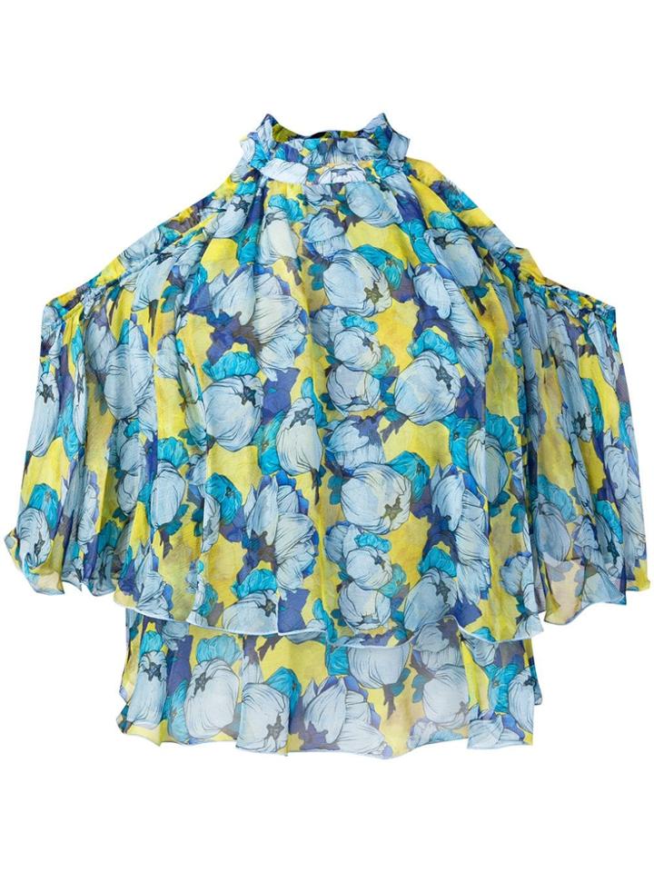 Pinko Cold Shoulder Floral Top - Blue