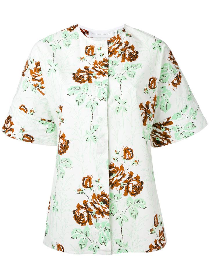 Victoria Beckham - Floral Print T-shirt - Women - Cotton - 10, White, Cotton