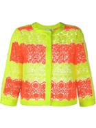 Moschino Floral Neon Lace Jacket, Women's, Size: 42, Yellow, Polyester