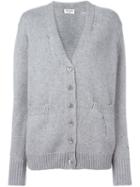 Saint Laurent Distressed Knit Cardigan, Women's, Size: Xs, Grey, Cashmere