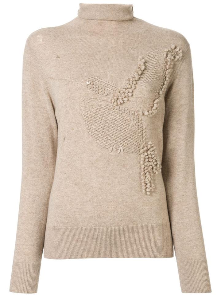 Onefifteen Textured Knit Roll Neck Jumper - Brown