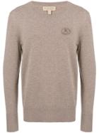 Burberry Embroidered Archive Logo Cashmere Sweater - Brown